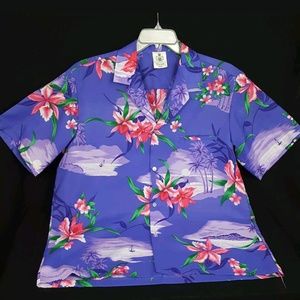 Royal Creations Mens Hawaiian Shirt Sz L Purple
